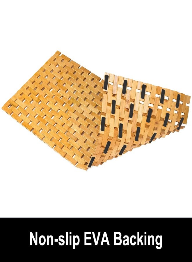 Fovlaurs Bath Mat Bathroom Runner Long Large Rugs Floor Wood Shower Bathtub Waterproof Non Slip Accessories 16x34 Inch Easy to Clean, Natural, 1 pc - Image 3