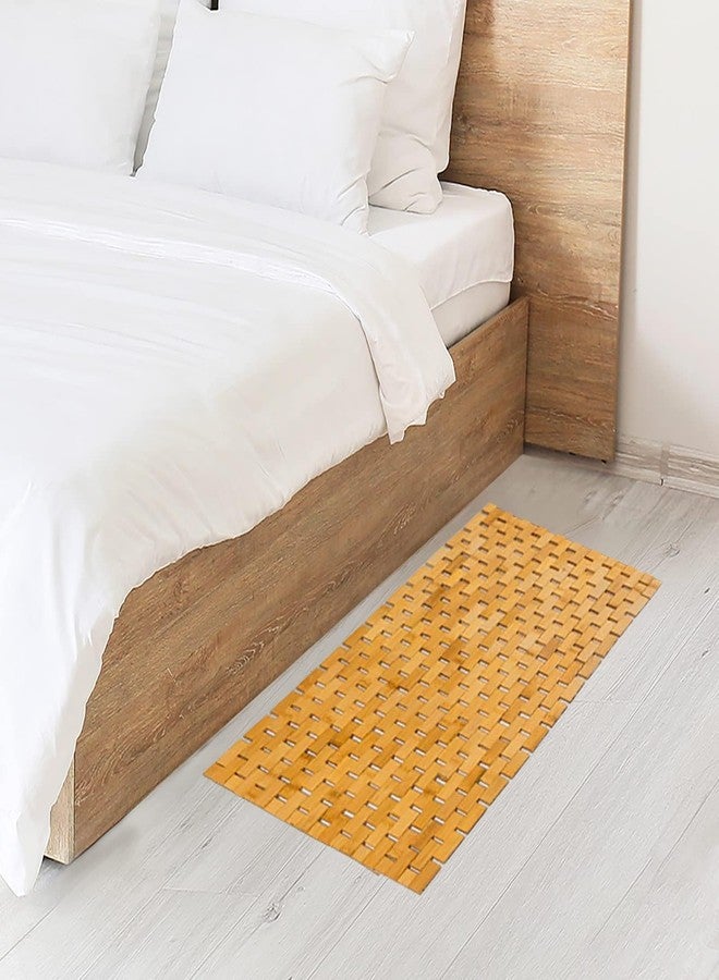 Fovlaurs Bath Mat Bathroom Runner Long Large Rugs Floor Wood Shower Bathtub Waterproof Non Slip Accessories 16x34 Inch Easy to Clean, Natural, 1 pc - Image 5