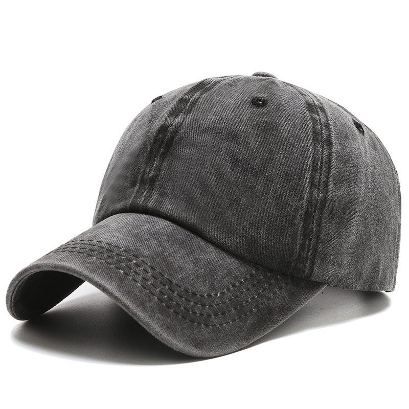 Cotton Washed Cap Spring Summer Sun Protection Baseball Hat for Men and Women Black 