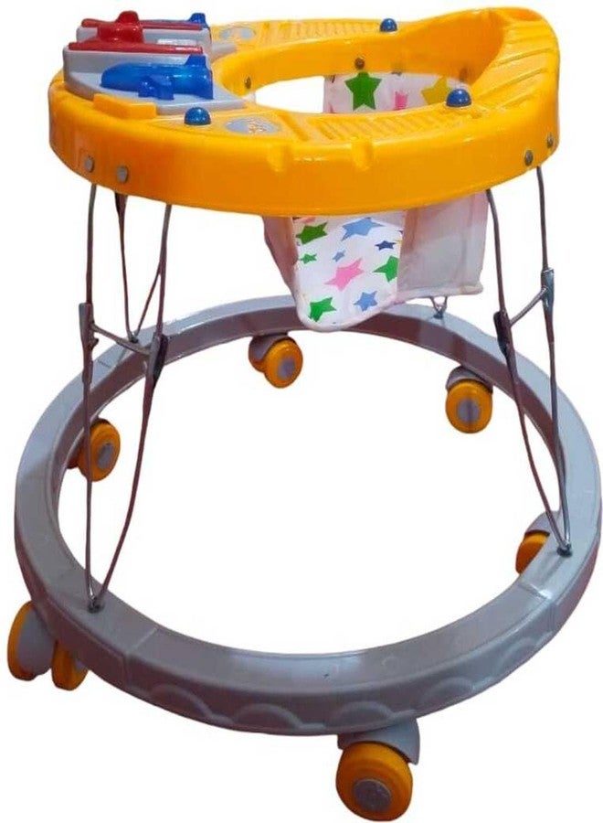 Maanit Musical Baby Walker for 6-24 Months - 2 in1 Walker for Kids, 6-Wheel Adjustable Foldable Infant Walker with Cushioned Seat, 360° Rotating Wheels - Lightweight Safe Learning Walker for Toddlers (Yellow) - Image 3