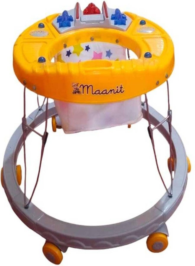 Maanit Musical Baby Walker for 6-24 Months - 2 in1 Walker for Kids, 6-Wheel Adjustable Foldable Infant Walker with Cushioned Seat, 360° Rotating Wheels - Lightweight Safe Learning Walker for Toddlers (Yellow) - Image 2