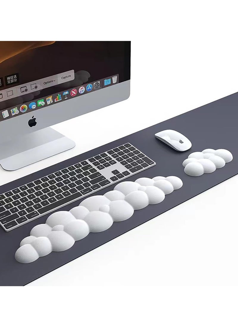 phomemo - Keyboard Cloud Wrist Rest, Mouse and Keyboard Wrist Rest Set, PU Memory Foam Non-Slip Cloud Wrist Rest, Soft and Elastic, Can Relieve Typing Pain, Ergonomic Wrist Support for Office, Computer - Image 1