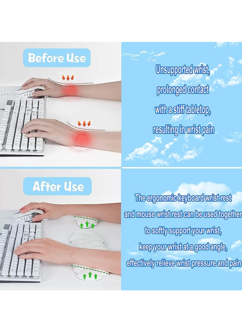 phomemo - Keyboard Cloud Wrist Rest, Mouse and Keyboard Wrist Rest Set, PU Memory Foam Non-Slip Cloud Wrist Rest, Soft and Elastic, Can Relieve Typing Pain, Ergonomic Wrist Support for Office, Computer - Image 1