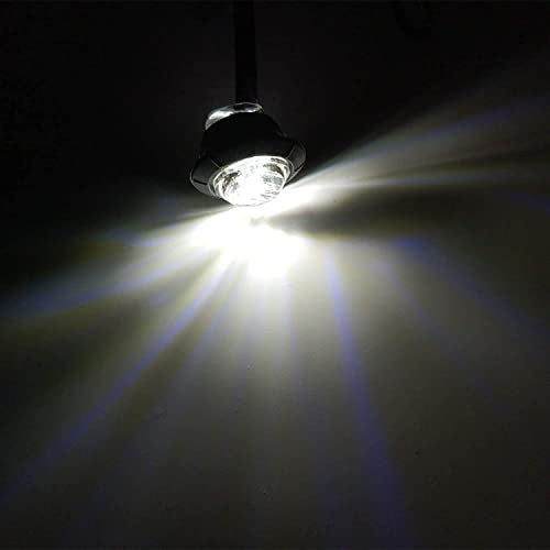 FXC ضوء مؤشر جانبي دائري LED شفاف FXC 10x 3/4" للواجهة والخلف والجانب للشاحنات والسيارات والحافلات والمقطورات والفانات والقوافل والقوارب، ضوء خلفي وكبح (أبيض، 12 فولت) - Image 3