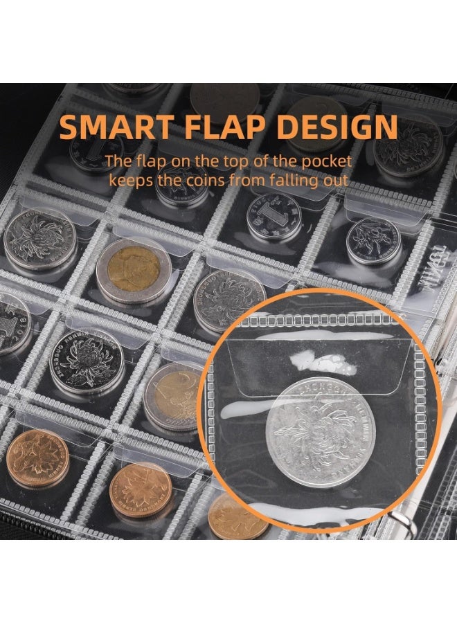 Fireproof Coin Collection Album with Lock, Coin Storage Collecting Organizer for Pennies, Bill, Tokens, Badges, 400 Pockets, 36 Currency Sleeves, Password Protected - Image 4