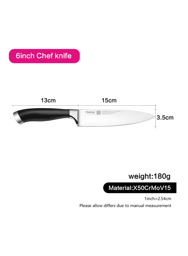 Fissman Chef Knife 6'' Kitchen Knife Ultra Sharp, German High Carbon Stainless Steel Knife Elegance Series, Professional Kitchen Knife, Ergonomic Handle for Home, Kitchen, Restaurant