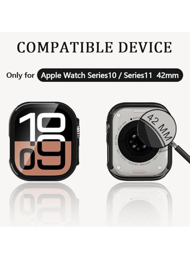 HablTech Protective Case Compatible with Apple Watch Series 11/10 42mm Case with Tempered Film Screen Protector for iWatch Full Protective Hard PC Bumper Touch Sensitive HD Screen - Image 2