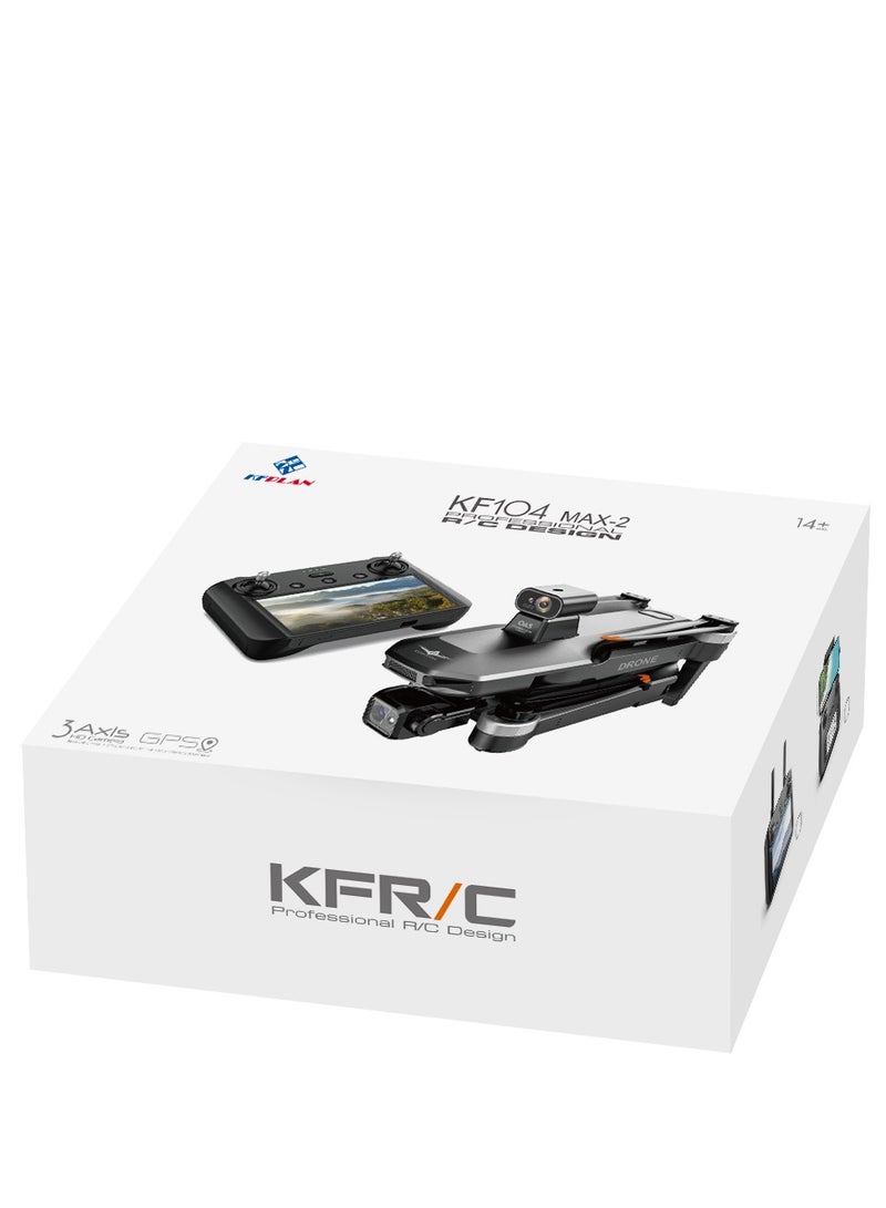 MZtoyz, KF104 Max 2 Drone, 4K Camera, 5G WiFi, 3-Axis Gimbal, Obstacle Avoidance, Brushless Quadcopter, 6KM Distance, 3 Batteries Included
