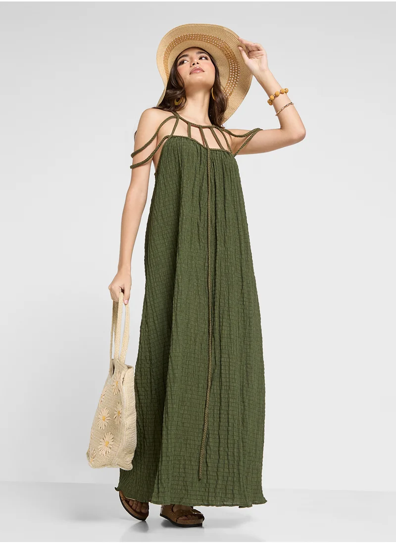 جينجر Cutout Neck Detail Maxi Beach Dress