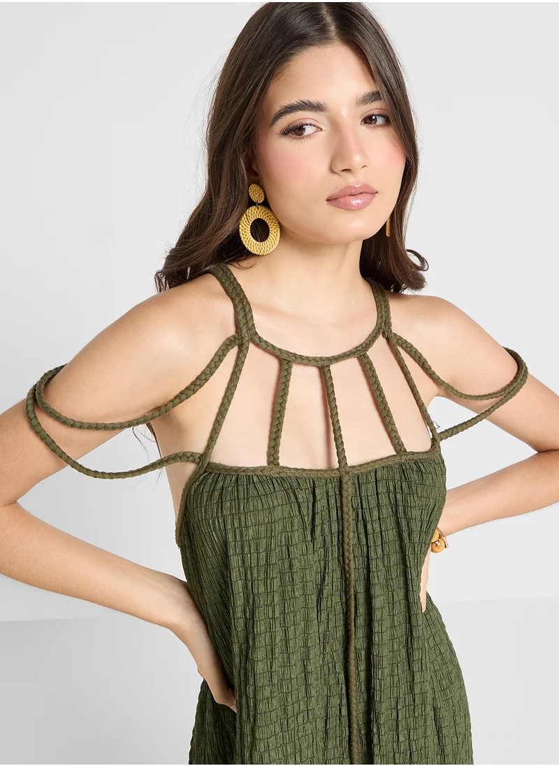 جينجر Cutout Neck Detail Maxi Beach Dress