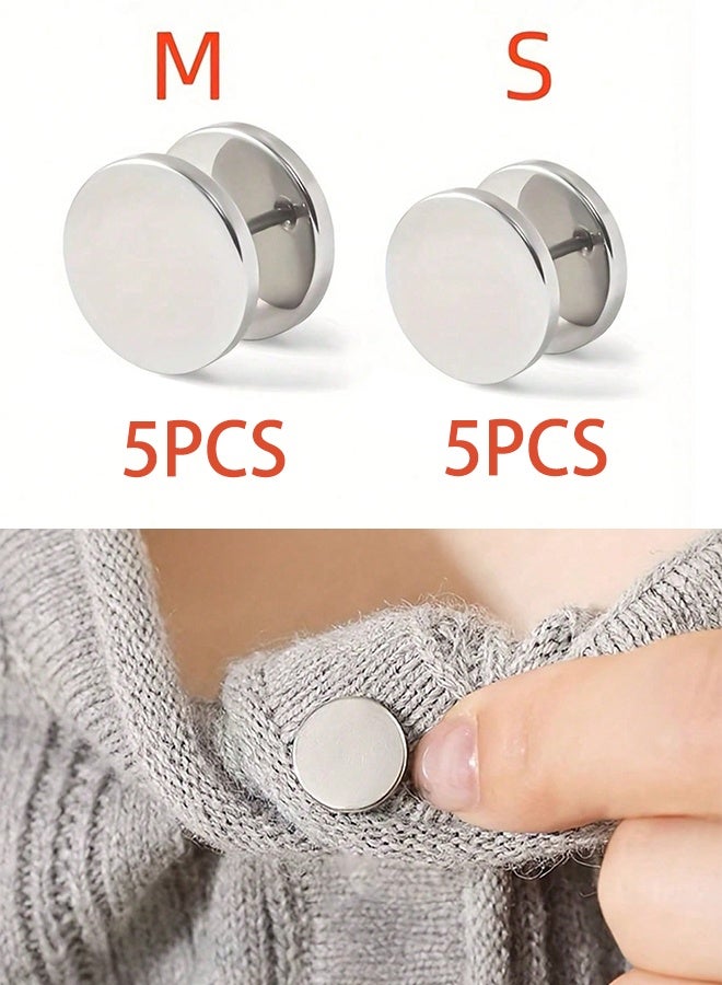 10 Pcs Removable Sewing-Free Collar Fastener Buttons, 5x 12mm & 5x 14mm Spiral Decorative Buttons for Sweaters & Cuffs - Image 1