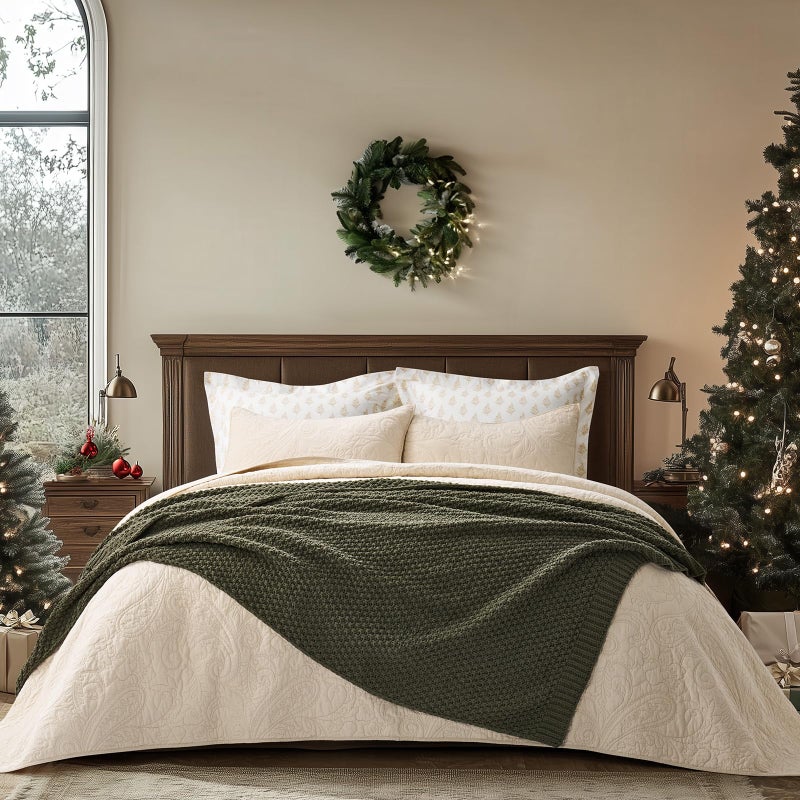 EVERGRACEHOME Chunky Chenille Knit Throw Blanket for Couch, Soft Luxurious Moss Stitch Blankets for Bed, Cozy Decorative Farmhouse Knitted Throws for Sofa, Olive Green, 60" x 80" - Image 2