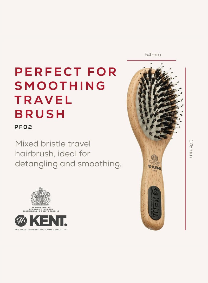 KENT PF02 Natural Shine Hair Brush - Pure Bristle, Compact Handbag Size for Smooth and Glossy Hair - Image 2