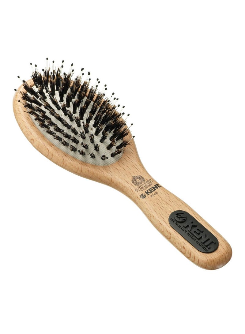 KENT PF02 Natural Shine Hair Brush - Pure Bristle, Compact Handbag Size for Smooth and Glossy Hair - Image 1