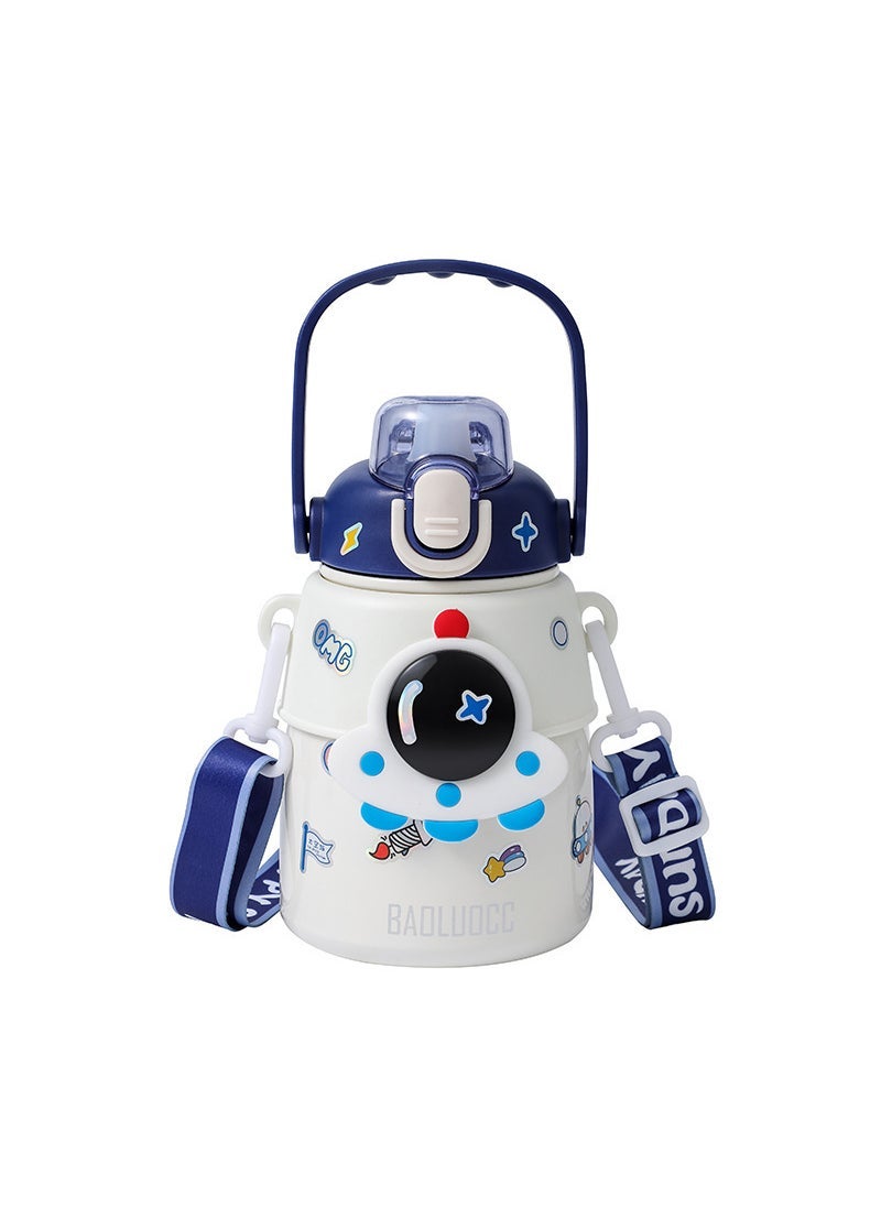 Kids Insulated Cup 316 Stainless Steel Straw Large Capacity Blue (send stickers + 3D stickers) - Image 2