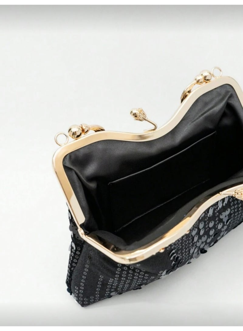 Women‘s Clutch Bag Fashionable Evening Bag Sequin Handbag Shoulder Bag with Removable Chain Perfect for Weddings, Ramadan, Birthdays,Prom Party,Gift For Woman Girl Mother Teacher - Image 5