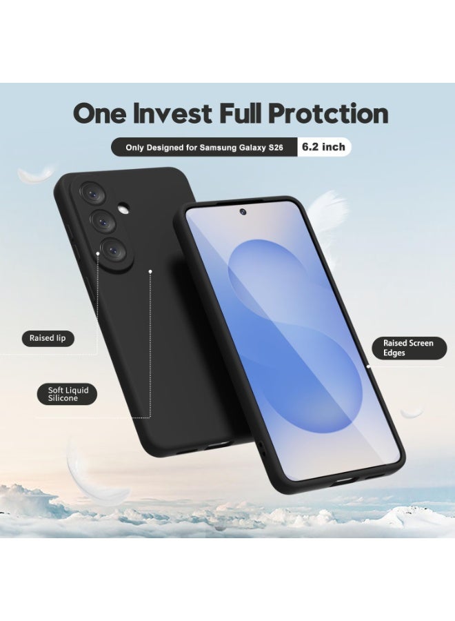 Silicone case for Samsung Galaxy S26 phone: Liquid silicone material with a soft texture - Slim case with a simple design suitable for shocks and slipping (Black, Samsung Galaxy S26) - Image 2