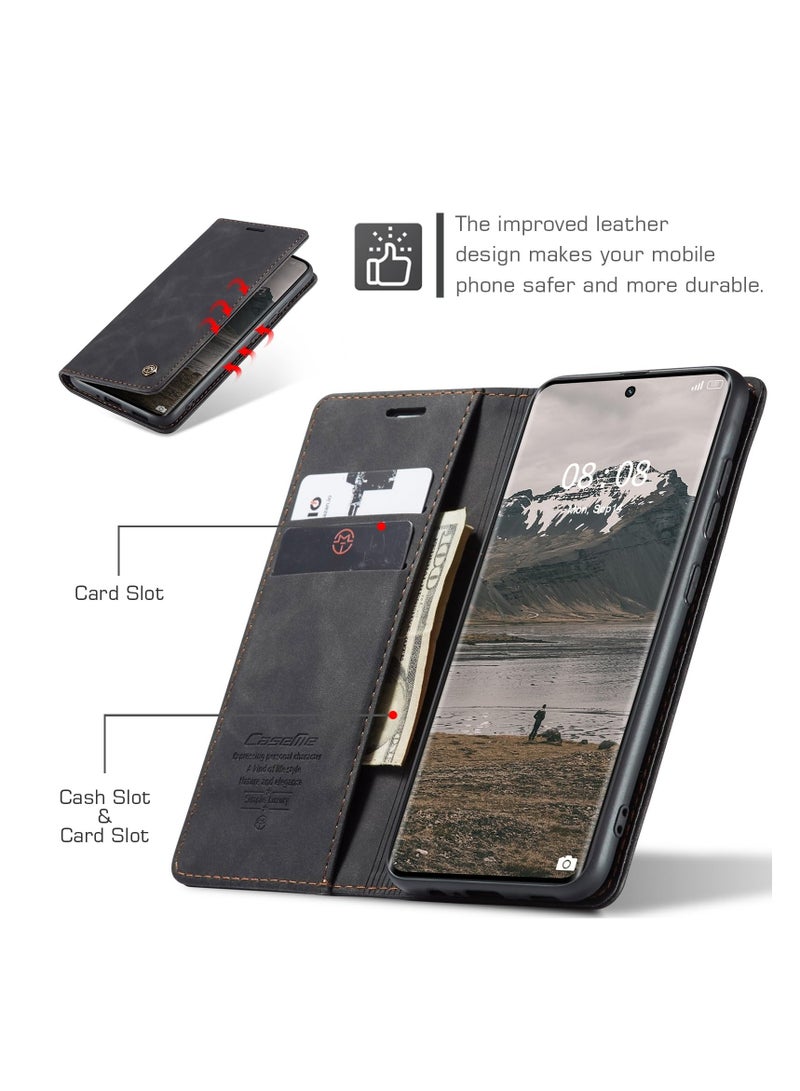 CaseMe Phone Case Luxury PU Leather Design 013 Flip Cover Card Slot Holder Cover For Realme 11 Pro /Realme 11 Pro Plus (Black) - Image 3