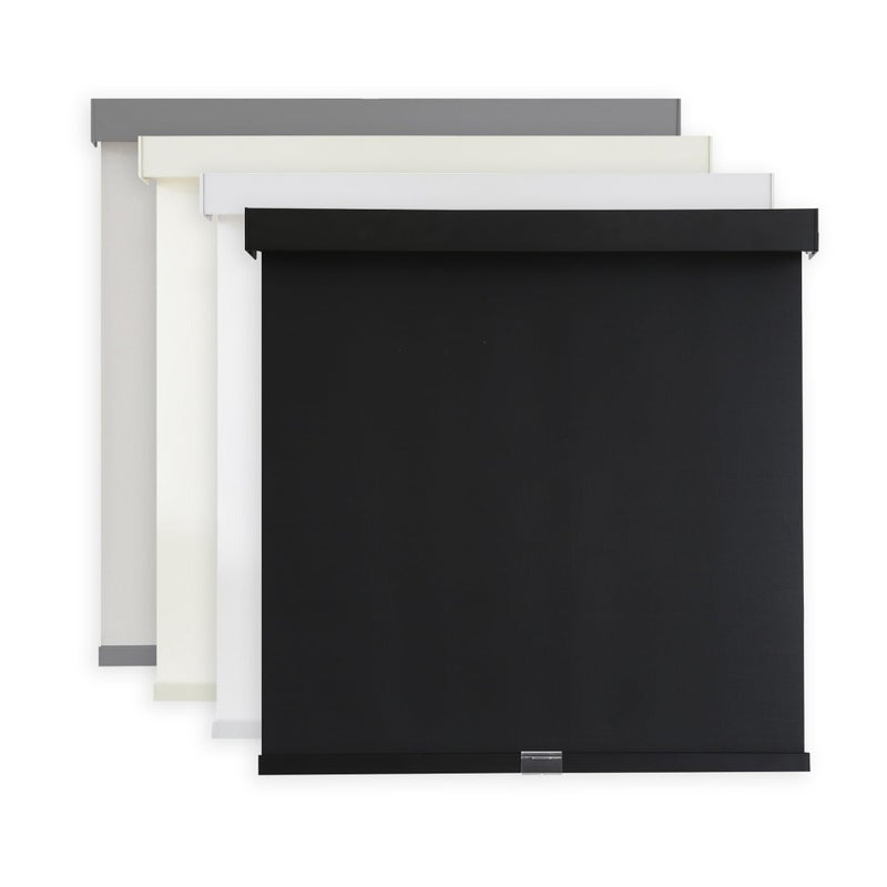 AOSKY Light Filtering Roller Shades Cordless Blinds for Windows, 1% Openness Free-Stop Shades with Valance, Thermal Insulated Fabric, UV Protection, Natural Woven Blindsï¼ˆ20" W x 72" H, Blackï¼‰ - Image 1