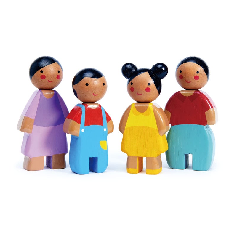 Tender Leaf Toys - Sunny Doll Family - Set of 4 Multicultural Wooden Dolls for Miniature Games and Doll House Play - Inspires Endless Imaginative Play - Age 3+ - Image 1