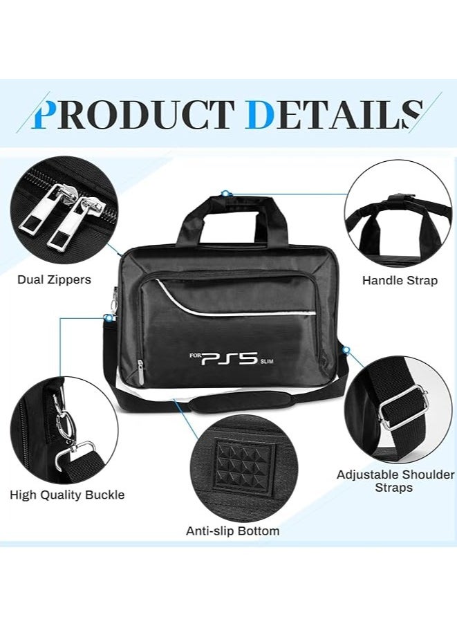 TYCOM PS5 SLIM Travel Storage Cross Bag For PS5 Slim, - Luxury Waterproof Shoulder Bag For Playstation 5, Console & Accessories Storage Organizer (Black)  - Image 2