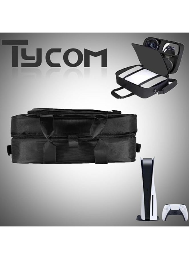 TYCOM PS5 SLIM Travel Storage Cross Bag For PS5 Slim, - Luxury Waterproof Shoulder Bag For Playstation 5, Console & Accessories Storage Organizer (Black)  - Image 4