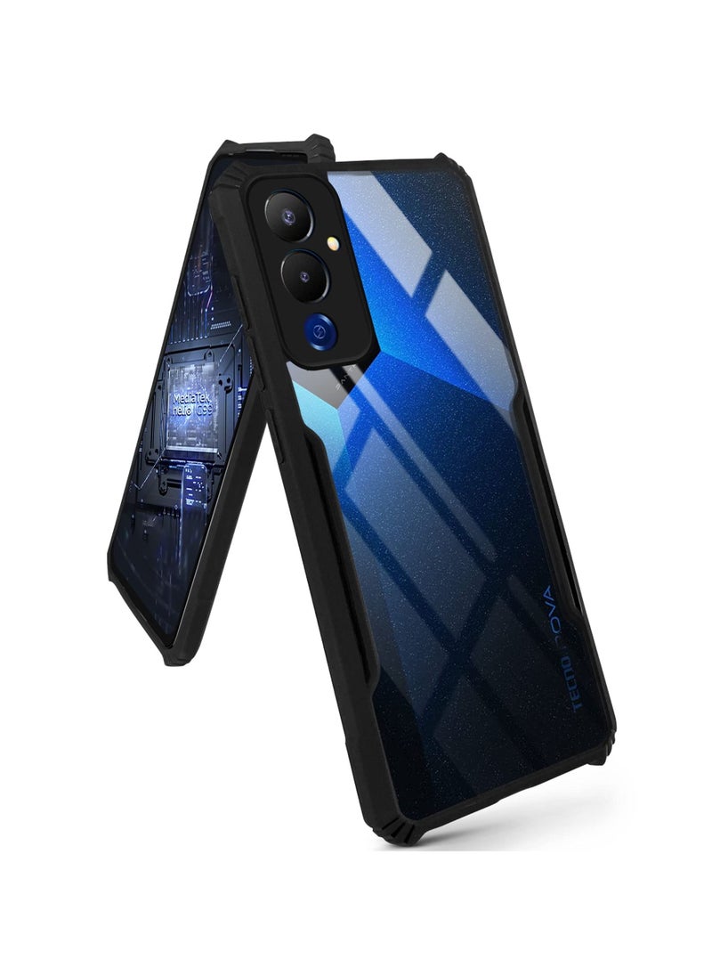 TECNO Pova 4 4G Black Mobile Phone Case Cover, Ultra-Thin Lightweight Cover Soft TPU Bumper + Acrylic Clear Back Case Cover  - Image 4