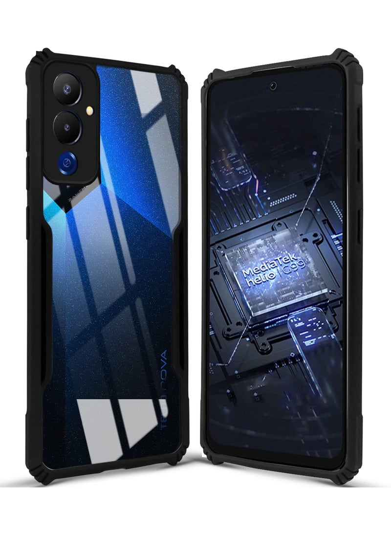 TECNO Pova 4 4G Black Mobile Phone Case Cover, Ultra-Thin Lightweight Cover Soft TPU Bumper + Acrylic Clear Back Case Cover  - Image 5