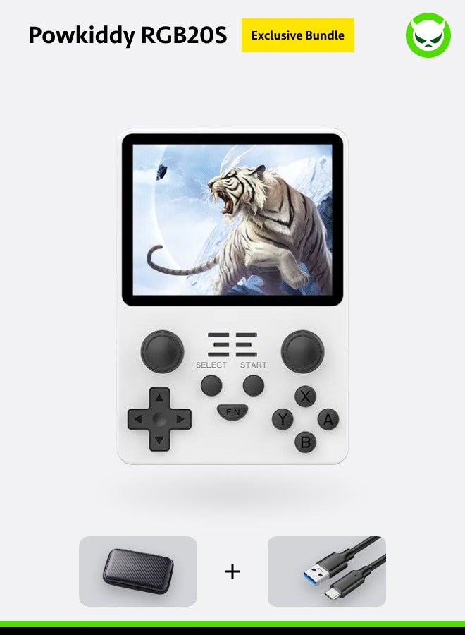Powkiddy RGB20S Handheld Game Console 4:3 HD 640*480 IPS-LCD Quad-core 64Bit A7 CPU, Mali-G31 GPU, FPS Perfect 60HZ Gifts Package【 RGB20S-White-64GB over 15000 ROMs Playable】 - Image 1