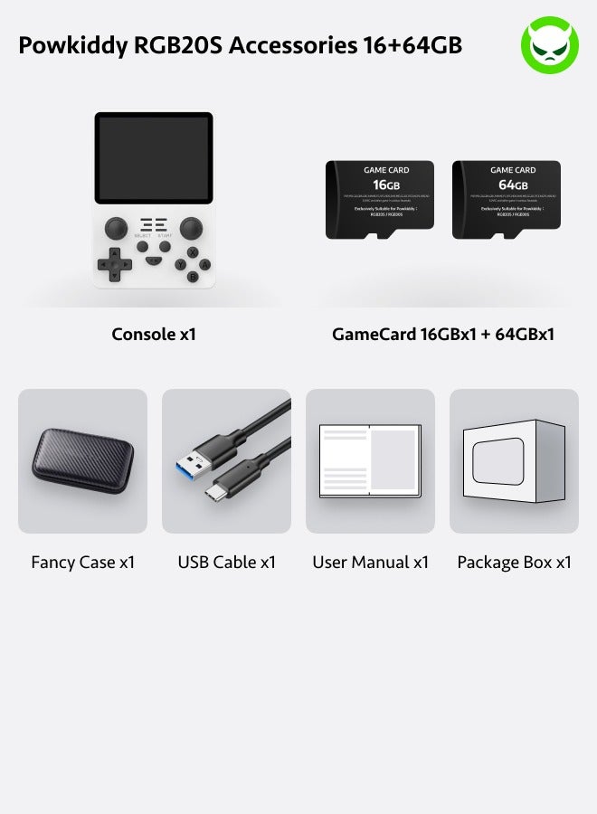 Powkiddy RGB20S Handheld Game Console 4:3 HD 640*480 IPS-LCD Quad-core 64Bit A7 CPU, Mali-G31 GPU, FPS Perfect 60HZ Gifts Package【 RGB20S-White-64GB over 15000 ROMs Playable】 - Image 2