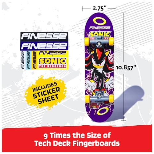 TECH DECK, Finesse X Sonic The Hedgehog Handboard; Authentic Mini Skateboards, Kids Toys for Boys & Girls, Ages 6 and up (Hands Use Only) - Image 5