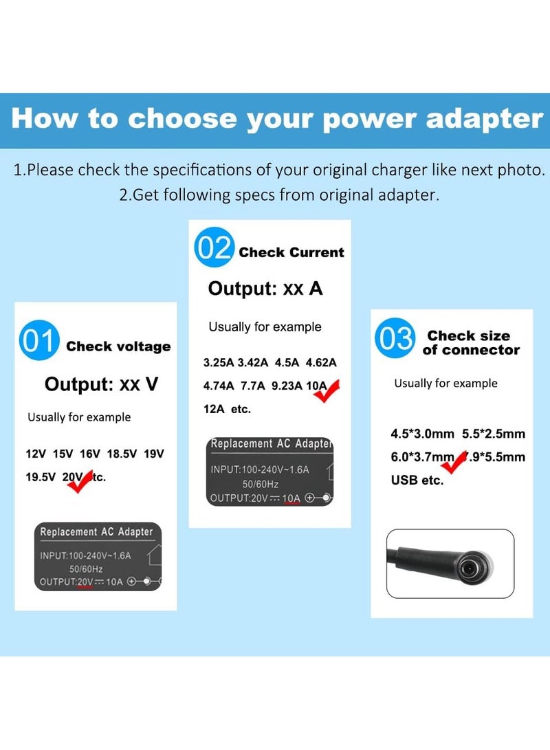 20V 10A 200W AC Adapter Charger Compatible for ROG Zephyrus GA503QS GA503QR GA503QM Strix G15 G513QC G513Q G513IE TUF Dash F15 FX516PR FA506QR Laptop Power Supply - Image 2
