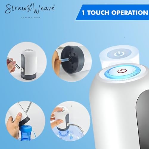 STRAW&WEAVE Automatic Water Dispenser Pump for 20 Litre Bottle | Portable USB Rechargeable Water Pump Dispenser for Home, Office | Water Can Pump for 20 Litre| 1 Year Warranty, White - Image 5
