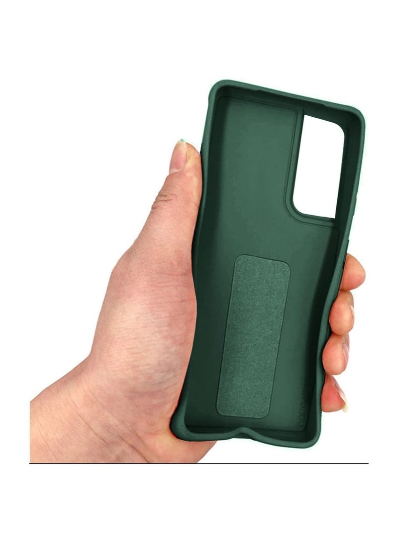 Wtech Premium Quality Silicone Slim PU Leather Kick Back Stand Grip Case Cover For Samsung Galaxy S22 Plus 5G Dark Green - Image 5