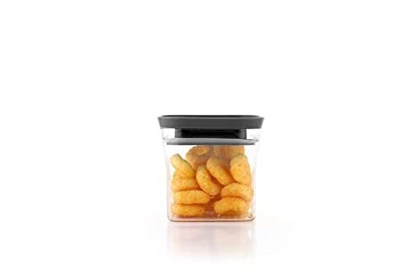 Kitchwell Unbreakable Kitkat Square Plastic Containers Set for Kitchen Grocery Storage 600 ML AirTight Black 6 - Image 4