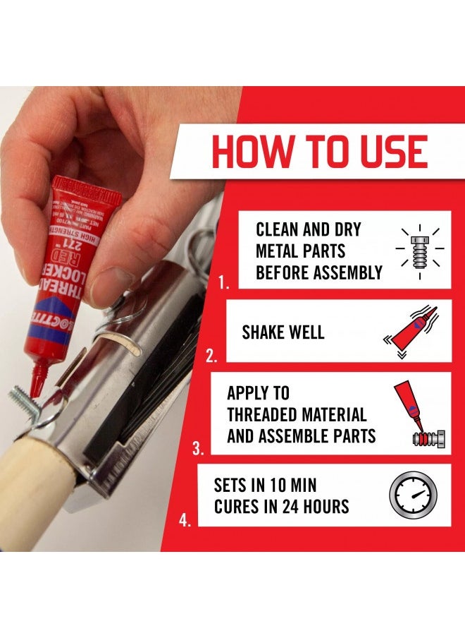 Loctite Threadlocker Red 271 Red 0.2 Fl Oz, 1 Tube