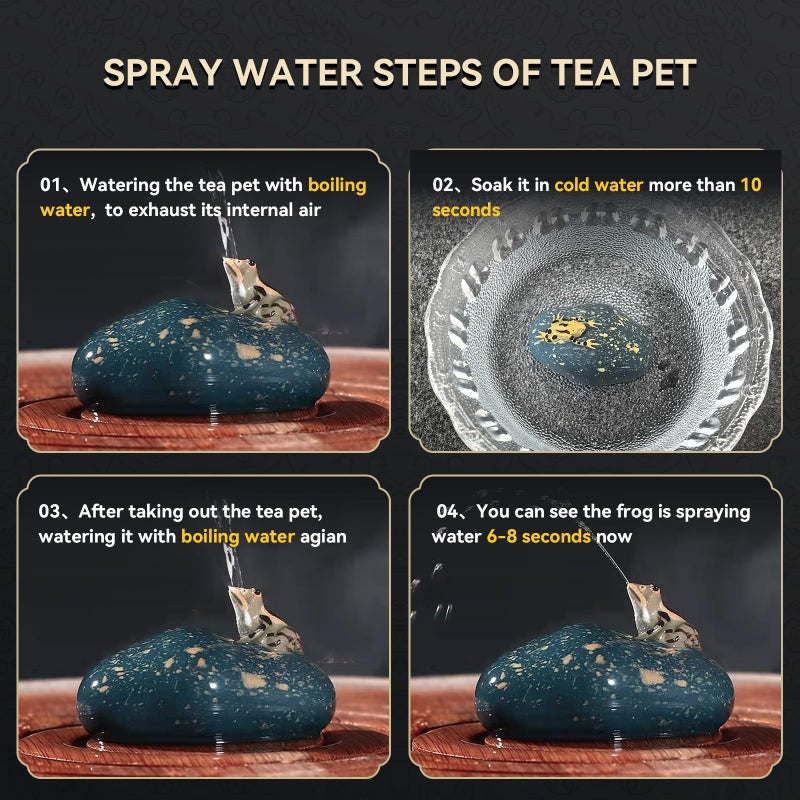 LYART Magic Tea Pet Frog Which Can Spray Water, Zisha Kung Fu Frog Tea Set Ornament Accessories, Decoration for Tea Table Tearoom, for Tea Drinker (1.Cyan A) - Image 2