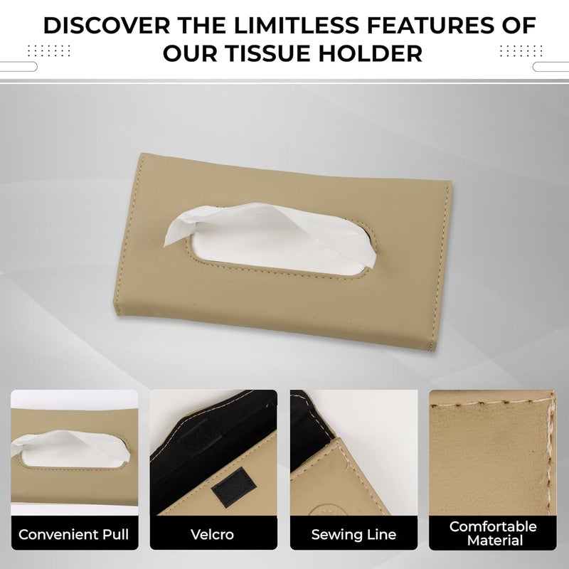 Radiant Car Tissue Holder, Sun Visor Napkin Holder, Car Visor Tissue Holder, Tissue Holder for Car (Beige) - Image 3