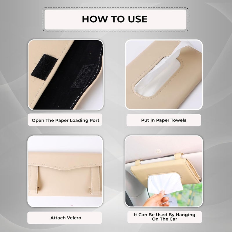 Radiant Car Tissue Holder, Sun Visor Napkin Holder, Car Visor Tissue Holder, Tissue Holder for Car (Beige) - Image 4