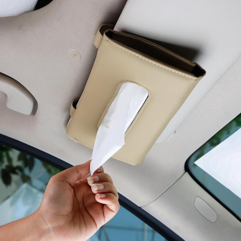 Radiant Car Tissue Holder, Sun Visor Napkin Holder, Car Visor Tissue Holder, Tissue Holder for Car (Beige) - Image 1