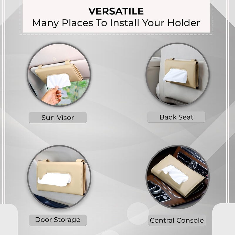 Radiant Car Tissue Holder, Sun Visor Napkin Holder, Car Visor Tissue Holder, Tissue Holder for Car (Beige) - Image 5