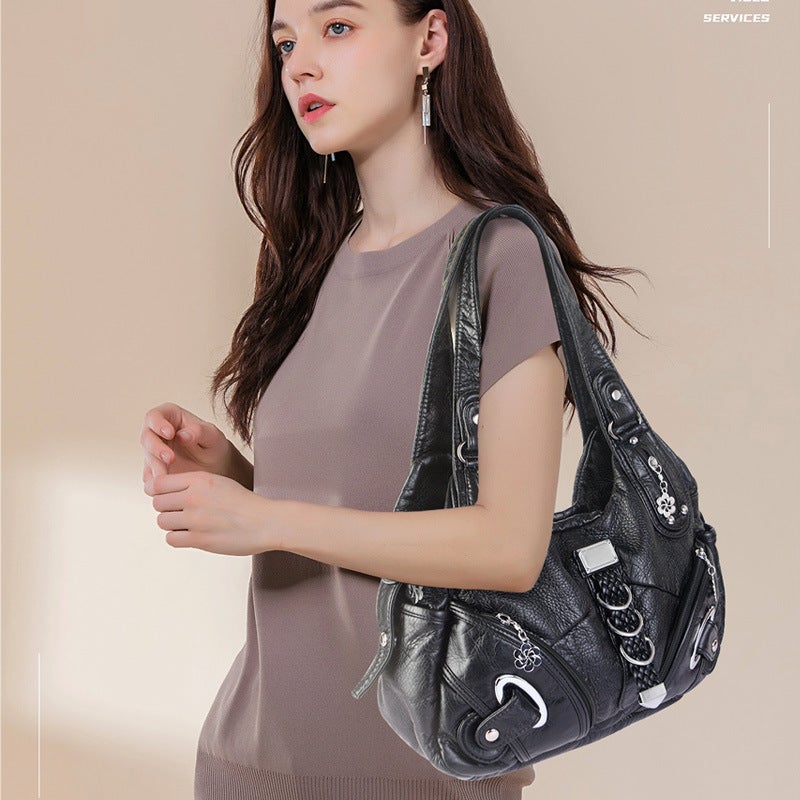 Lianyun Women's Large Capacity PU Shoulder Bag Handbag Vintage Style - Image 2