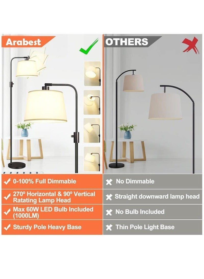 عربست ابجوره طويله قابل للتعتيم، مصباح ارضي على شكل قوس، اضاءه ارضيه حديث قائم مع غطاء لغرفة المعيشة غرفة نوم مكتب غرفة الطعام، مصباح LED متضمن - Image 3