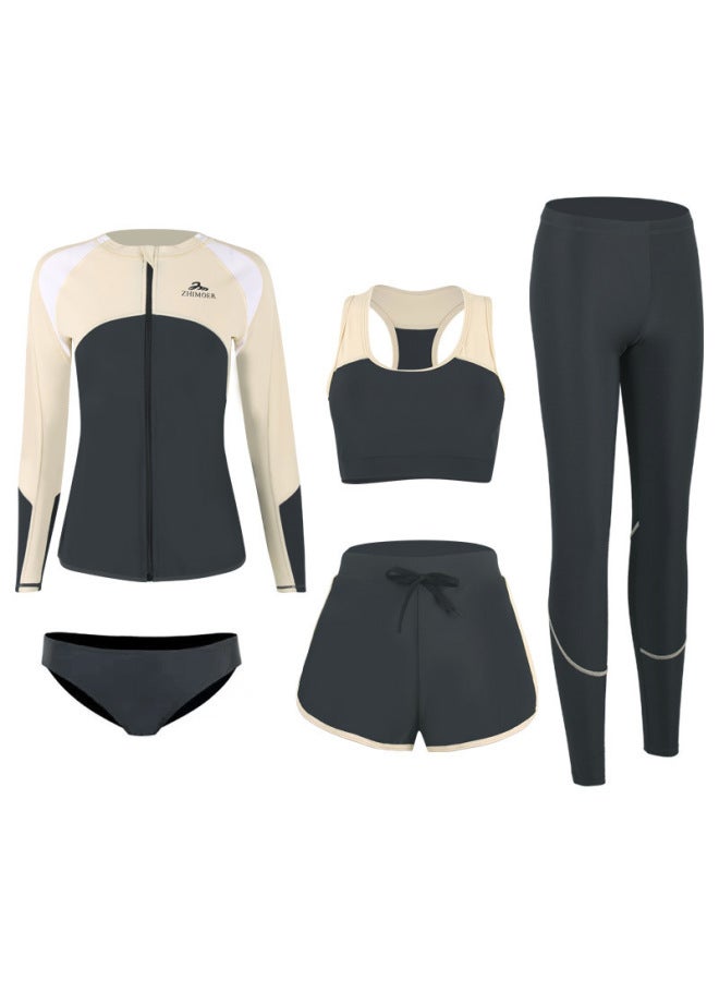 A Generation Of Men's And Women's Swimsuit Split Long Sleeve Pants Suit Diving Suit Color Matching Slim Belly
