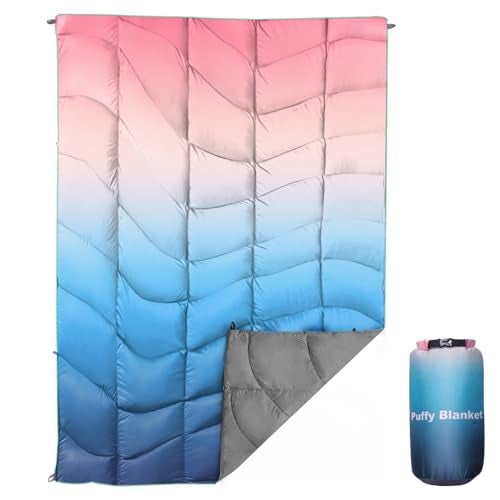 Outdoor Puffy Camping Blanket Lightweight Down Alternative Puffy Printed Camping Large Ultra Warm Hammock Top Quilt Waterproof Blanket for Traveling Picnic Beach Party Cold Weather Arizona Fade