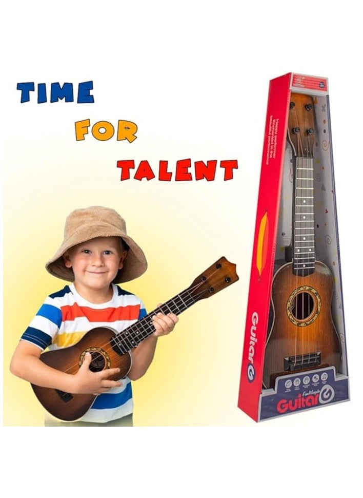 UKR - UKR 23-Inch 4-String Wooden Guitar for Kids 3+ – Brown Beginner Music Toy, Educational Musical Instrument for Toddlers, Early Learning Toy for Children - Image 1