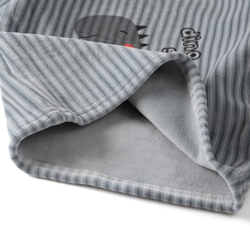 Bold N Elegant Winter Warm Fleece Kid's Dino Print Thick Tshirt and Lower Pajama Clothing Set for Baby Boys Girls Kids (Grey, 6-12 Months) - Image 3