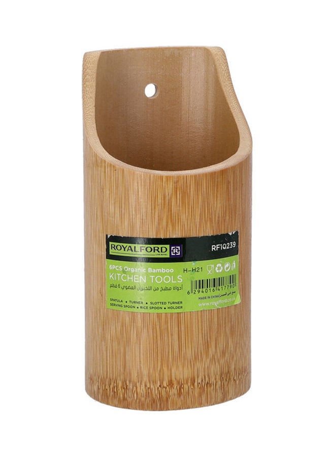 Royalford 6 Pieces Organic Bamboo Kitchen Tools Brown - Image 2