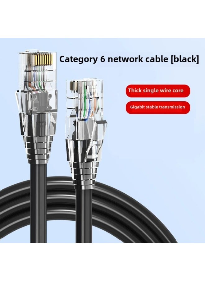 Generic Category 6 Network Cable CAT6 Gigabit Home Engineering Computer Broadband Router 8-core Twisted Pair Network Hop RJ45 Head-Colour:Category 6 Gigabit Black (sheath + Unshielded Head)-Line Length:10m  - Image 1
