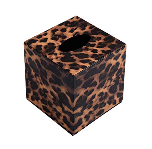 S Forever Home Decor Cube Tissue Box Holders PU Leather Square Tissue Box Cover (Leopard) - Image 5